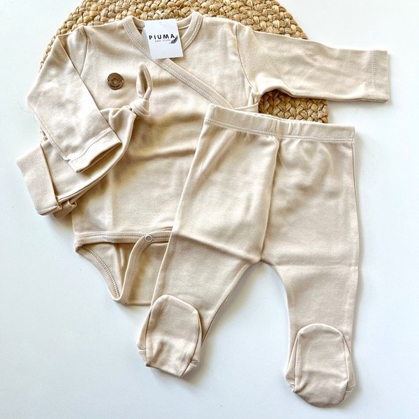 Producto - Ajuar 3 piezas Cruzado Pima Miel