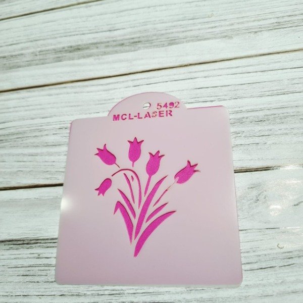 Producto - St 5492  Stencil Tulipanes  de 10x10 cm
