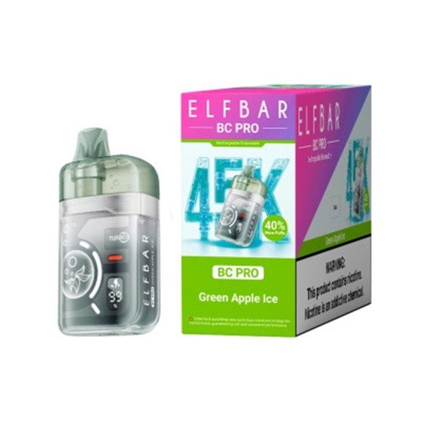 Producto - (POD DESCARTABLE) ELFBAR 45K BC PRO - GREEN APPLE ICE