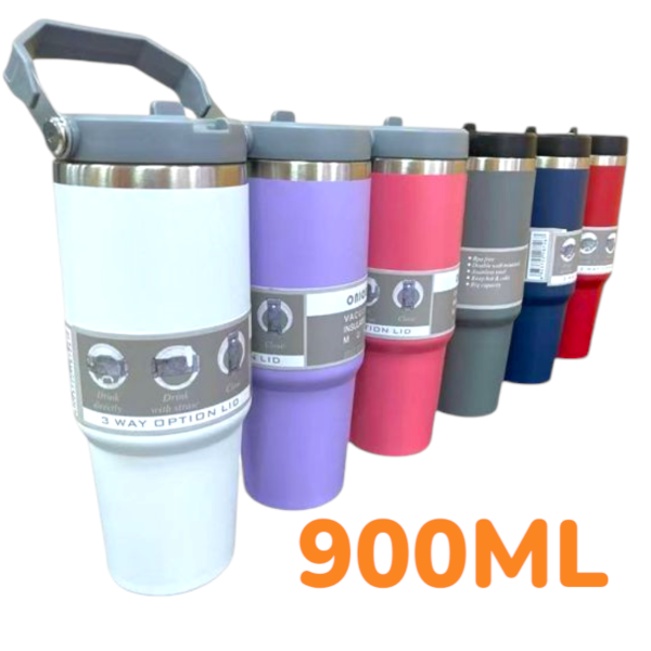Producto - Vaso Térmico Acero Inoxidable Con Sorbete Y Manija 900ML IN108