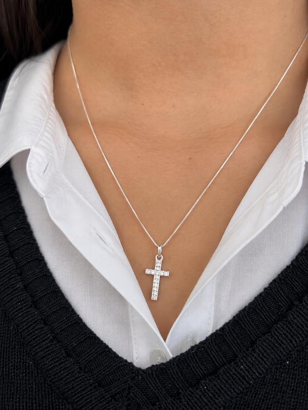 Producto - Cadena de plata con dije cruz de strass