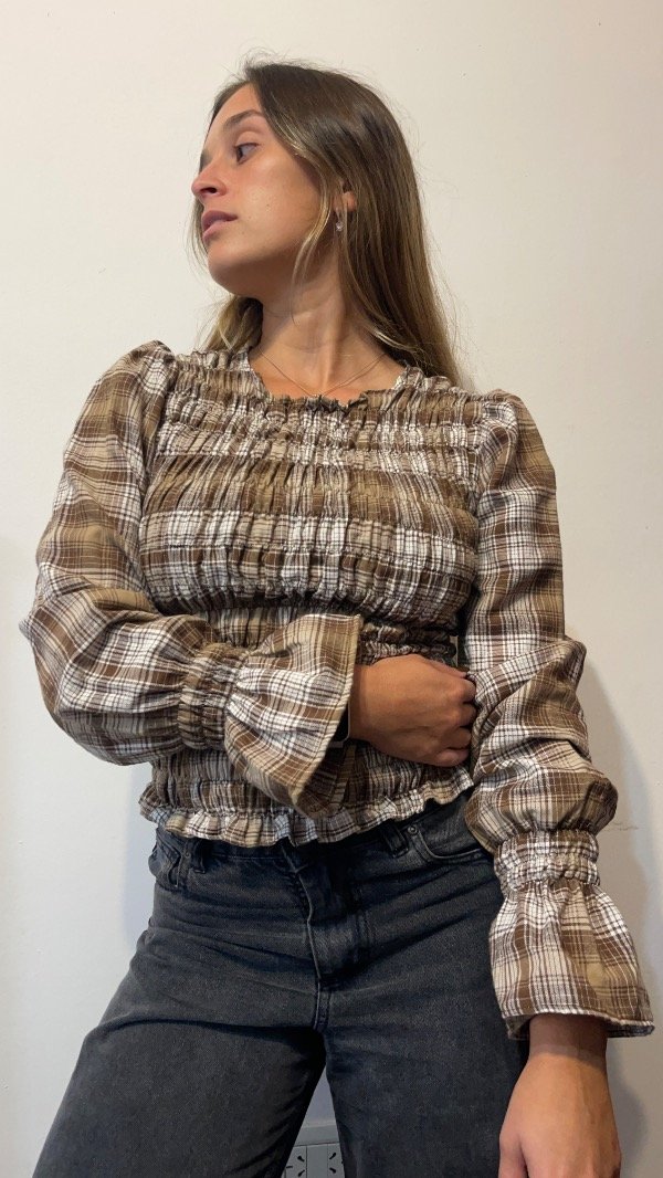 Producto - Blusa Tartan (Choco y blanco)