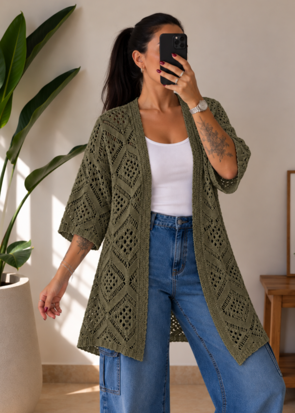 Producto - Kimono Calado - Verde Musgo