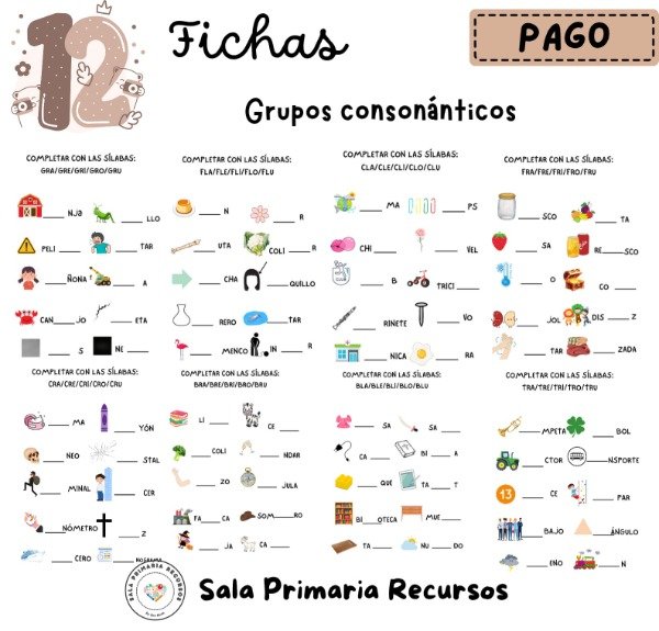 Producto - Grupos consonánticos