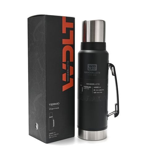 Producto - TERMO DE ACERO CON MANIJA NEGRO 1300CC WANDERLUST