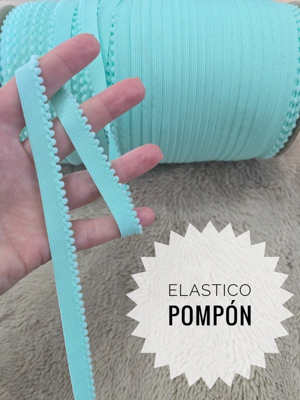 Producto - Elastico pompón VERDE AGUA