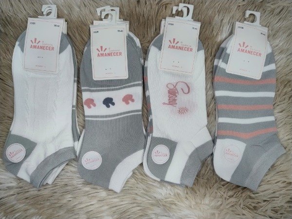 Producto - Docena soquetes Amanecer gris y blanco