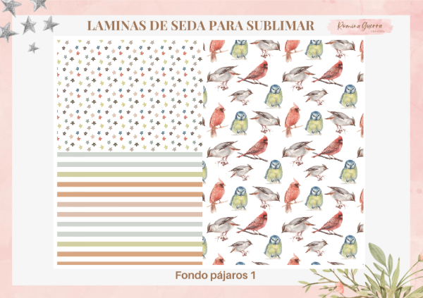 Producto - Laminas de seda para sublimar - Fondo pajaros 1
