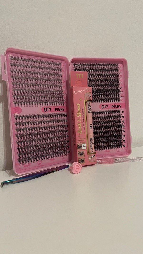 Producto - Libro de pestañas Pinky - 10D al 40D - Pegamento + sellador Tei