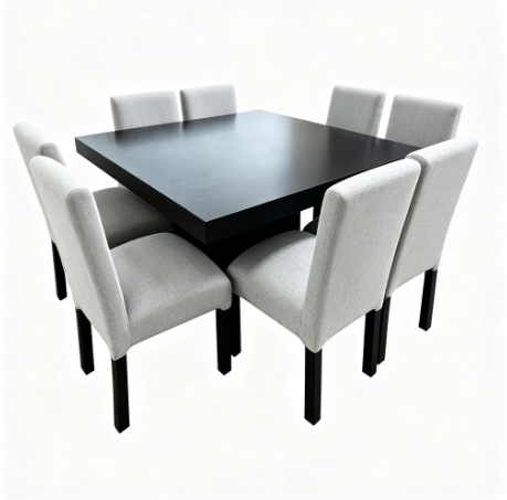 Producto - Juego de Comedor 8 Sillas Reforzadas + Mesa MDF Cuadrada Negra - Oferta - 3