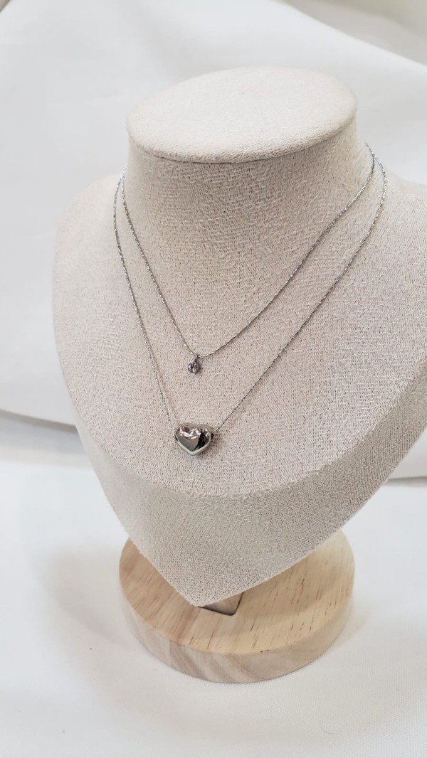 Producto - Conjunto doble dije corazon strass