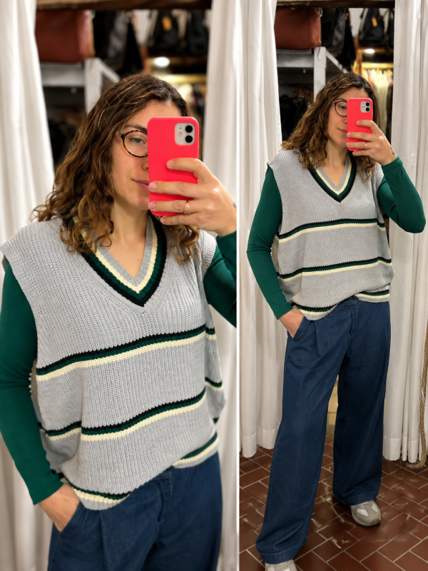 Producto - Chaleco hilo rayas