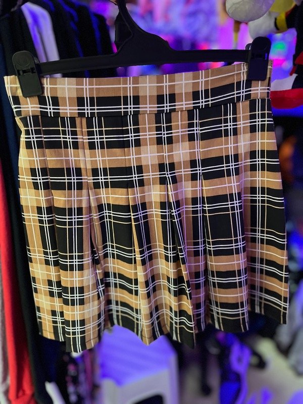 Producto - Pollera cuadrillé tableada beige con negro