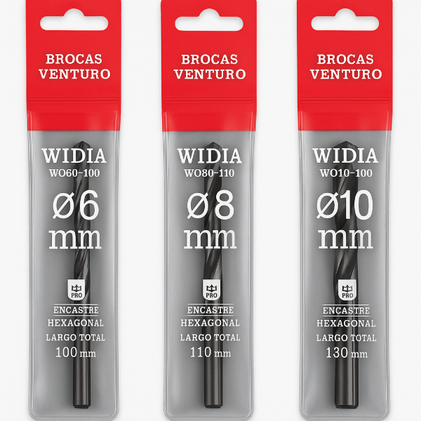 Producto - Brocas Venturo Widia Encastre Hexagonal  6mm 8mm y 10 mm  Profesional
