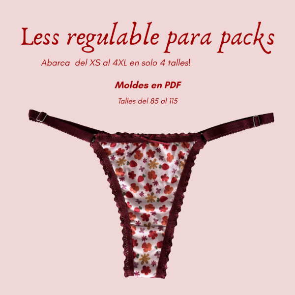 Producto - Molde PDF -  Less regulable para pack (4 talles - leer descripción!)