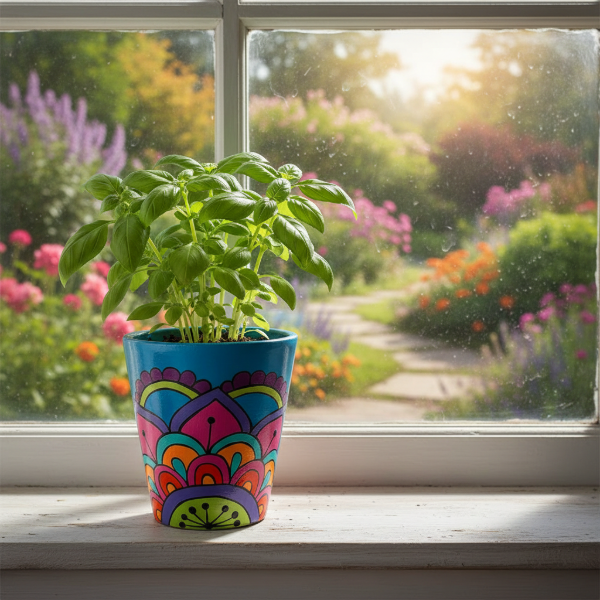 Producto - MACETA DE BARRO ZINNIA - CELESTE