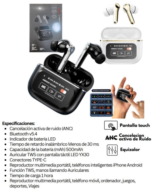 Producto - Auricular TWS con pantalla táctil YX30