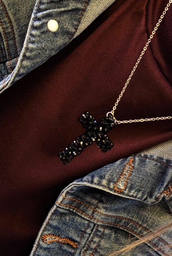 Producto - Collar Cruz de Cristal Noir - (Por encargue) - 5