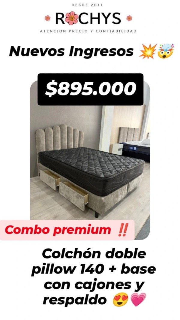 Producto - somier completo base con cajones y respaldo