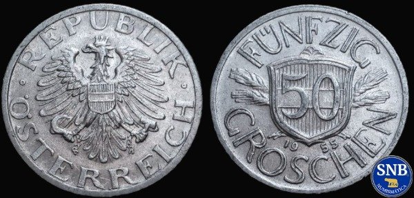 Producto - Austria - 50 Groschen (1955) KM #2870 - Ocupación Aliada
