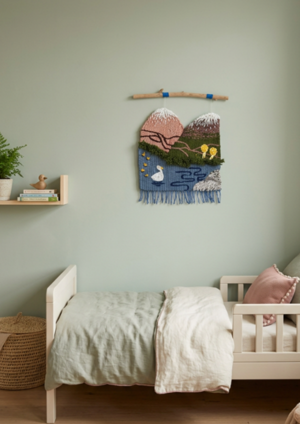 Producto - Tapiz Artesanal Lago tejido en telar 40x45 cm - 0