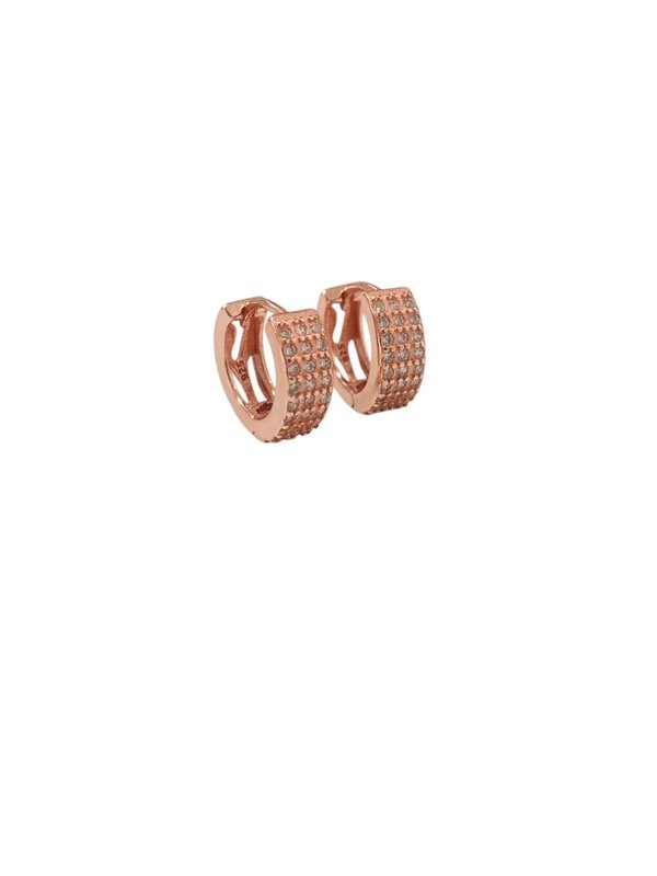 Producto - Aros argollas Plata 925 Rose tres goleras piedras
