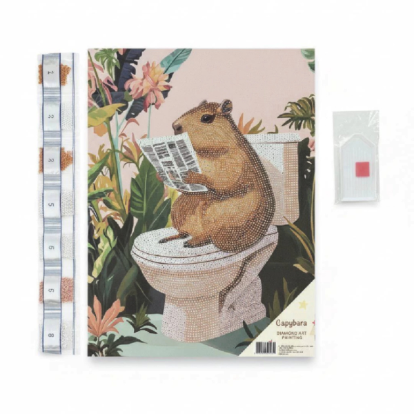 Producto - DIAMOND PAINTING - Cuadro Capybara en el baño