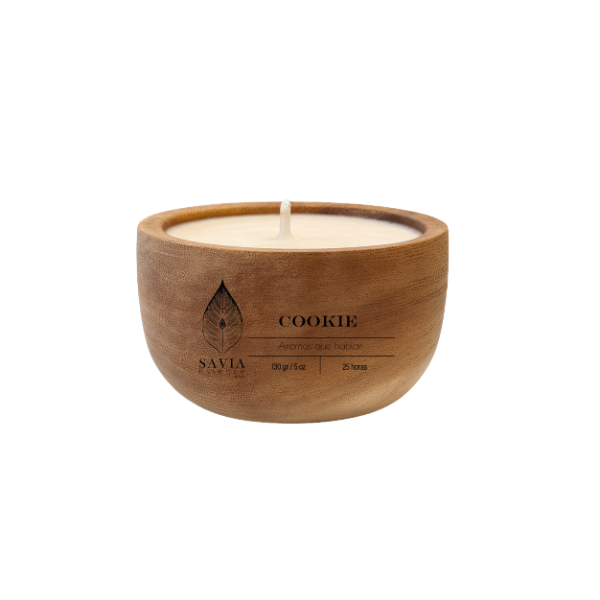 Producto - Vela Vaso Cuenco de Madera Cookies