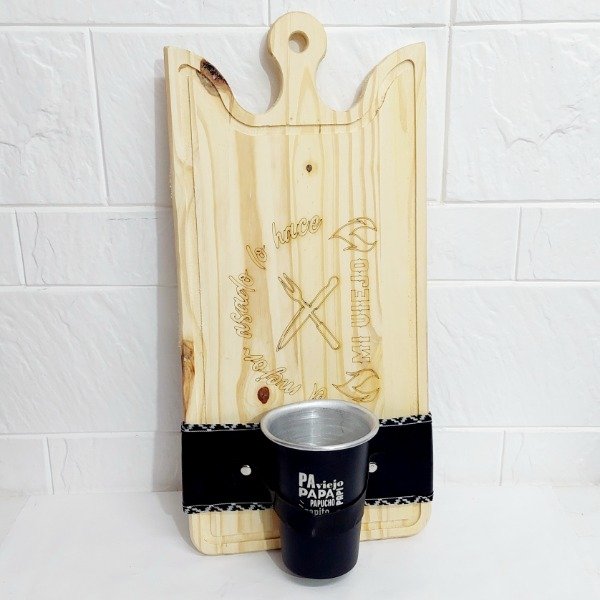 Producto - Tabla mas Vaso "Mi Viejo" 57x27cm