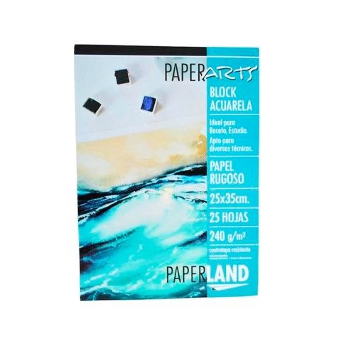Producto - BLOCK DE DIBUJO 25X35CM ACUARELA BLANCO RUGOSO 25 HOJAS PAPERLAND