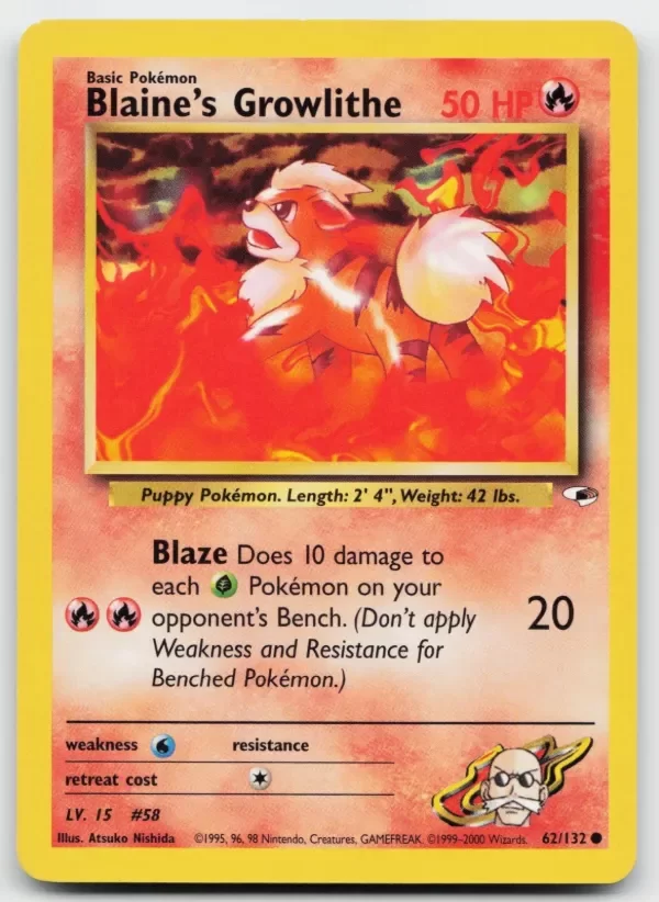 Producto - Blaine's Growlithe 62/132 Common Gym Heroes Pokemon Unlimited