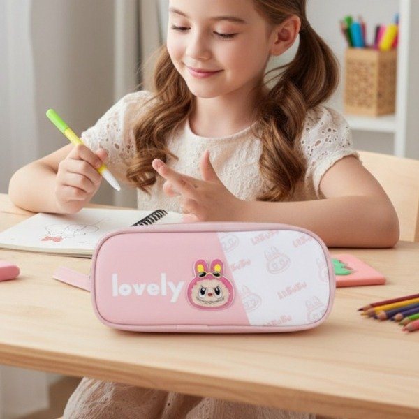 Producto - CARTUCHERA LABUBU RECTANGULAR CON RELIEVE 2 CIERRES 20X10CM - 3