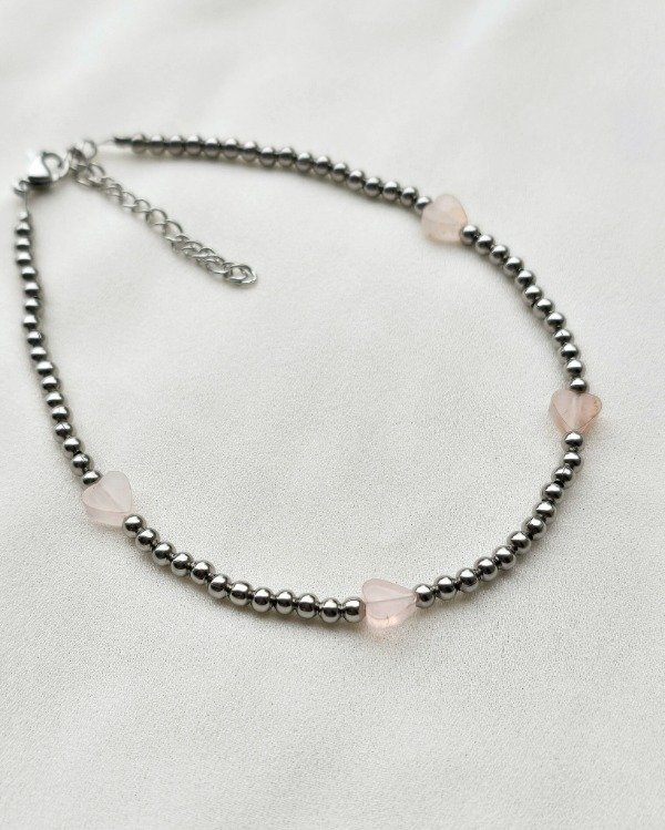 Producto - Tobillera Corazón cuarzo rosa