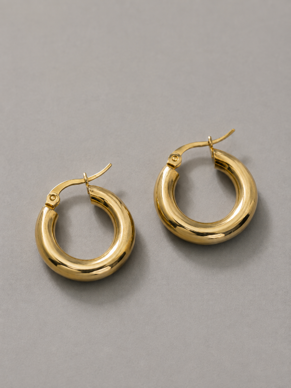 Producto - Aros omega gold acero quirurgico 2,5 cm