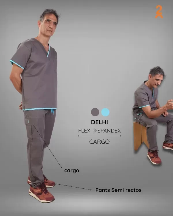 Producto - DELHI FLEX SPANDEX Gris Topo con Turquesa