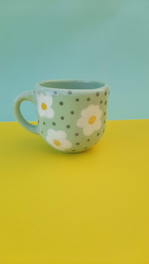 Producto - Taza mini Verde agua y Margaritas