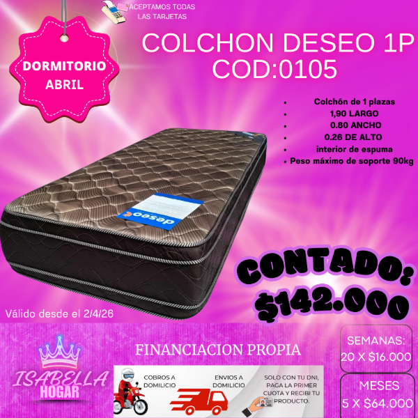 Producto - COLCHON DESEO 1P COD:0105