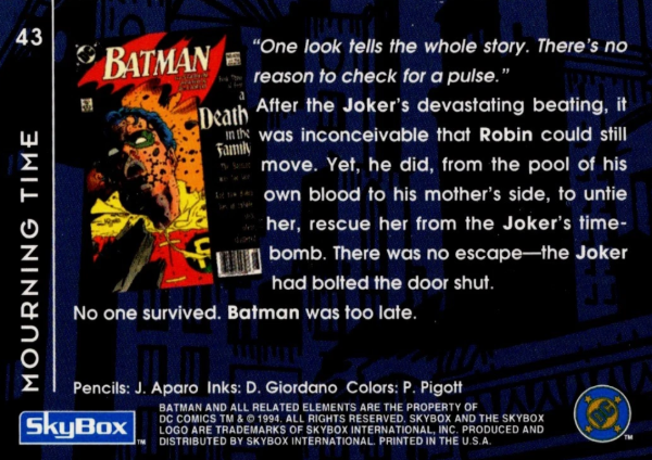 Producto - 1994 SkyBox Batman #43 - A Death In the Family, Mourning Time - 1