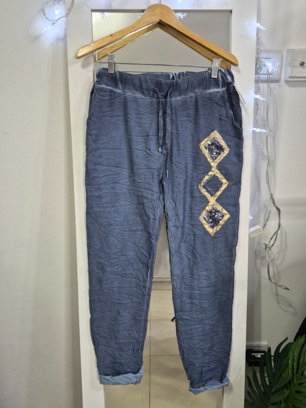 Producto - Pantalon Babucha Moda Italiana Super Elastizada Lentej Abarca 44-46-48-50 Azul