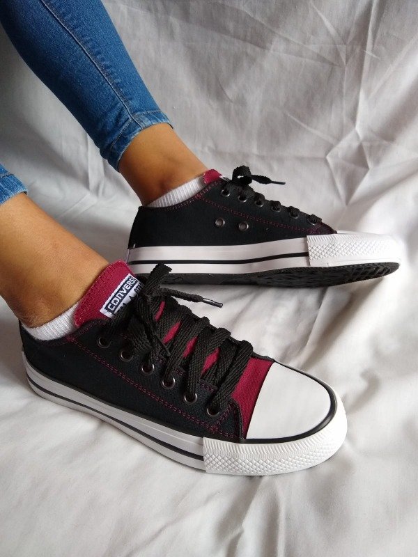 Producto - ZAPATILLAS CONBINADA NEGRA Y BORDO