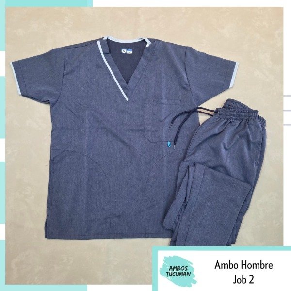Producto - Ambo Eco Azul Símil Jean Detalle Celeste
