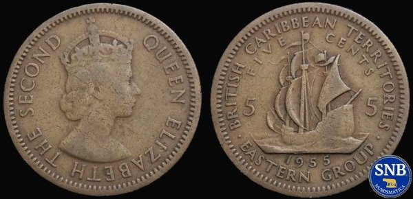 Producto - Territorios Británicos del Caribe del Este - 5 Centavos (1955) KM #4 [VF-]