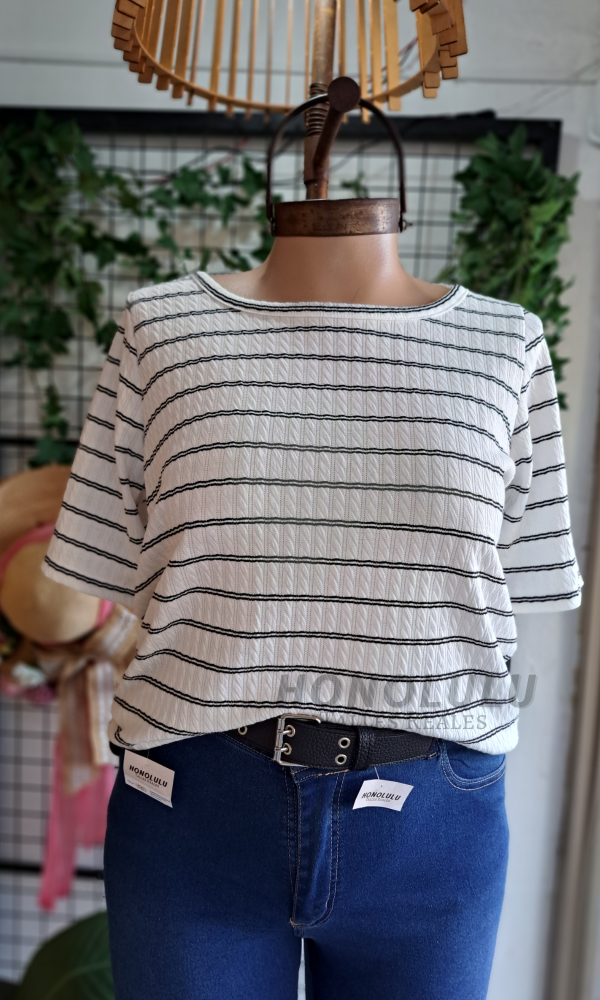 Producto - Remera Bali de Hilo Manga al Codo Blanco