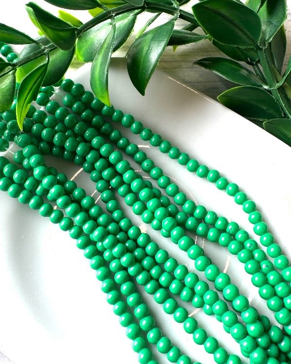 Producto - TIRA CUENTA VIDRIO ESMALTADO VERDE INTENSO 4MM