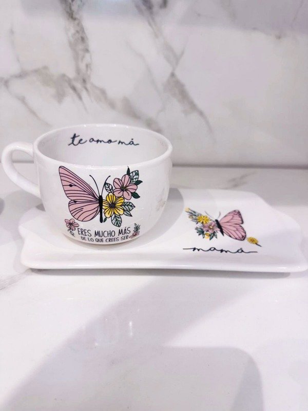 Producto - BANDEJA Y TAZON MARIPOSAS