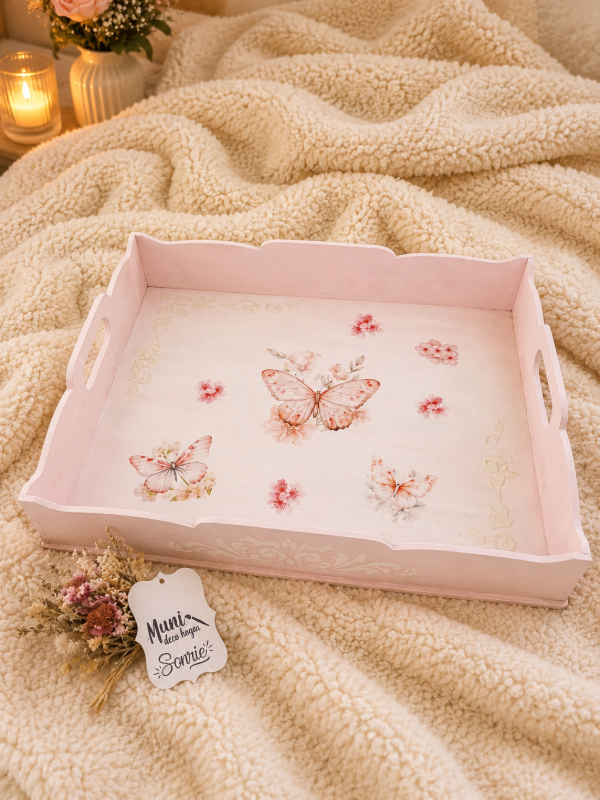 Producto - Bandeja 38x30 cm - deco ondulada rosa