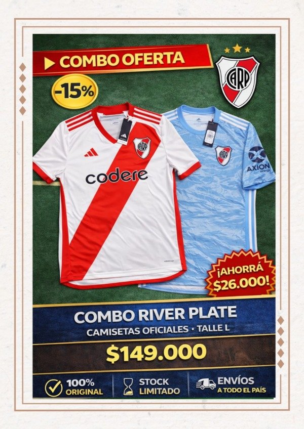 Producto - Combo River Plate Titular 2024 + Arquero Original Adidas Talle L