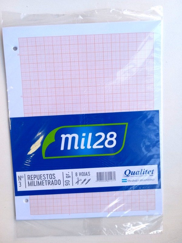 Producto - Repuesto de Hojas Milimetradas N 3 Mil28.
