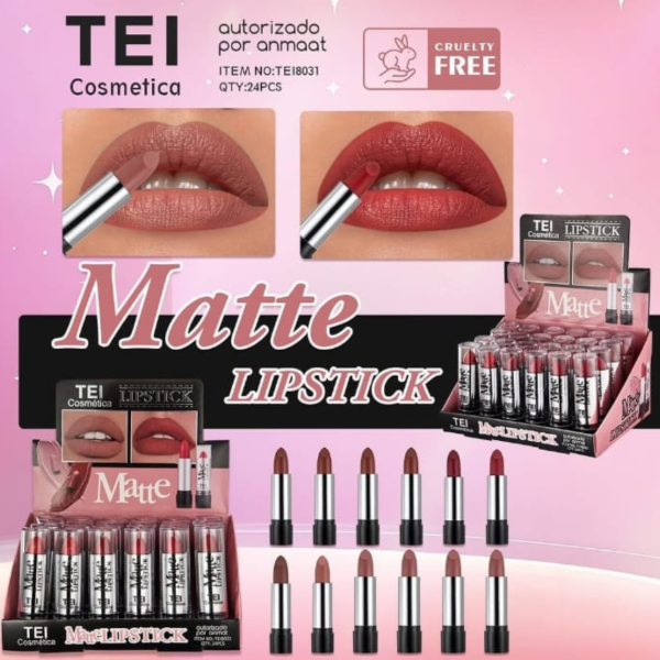 Producto - Labial matte en barra de TEI (tonos nude y rojizos)