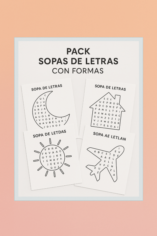 Producto - Pack de sopas de letras con formas
